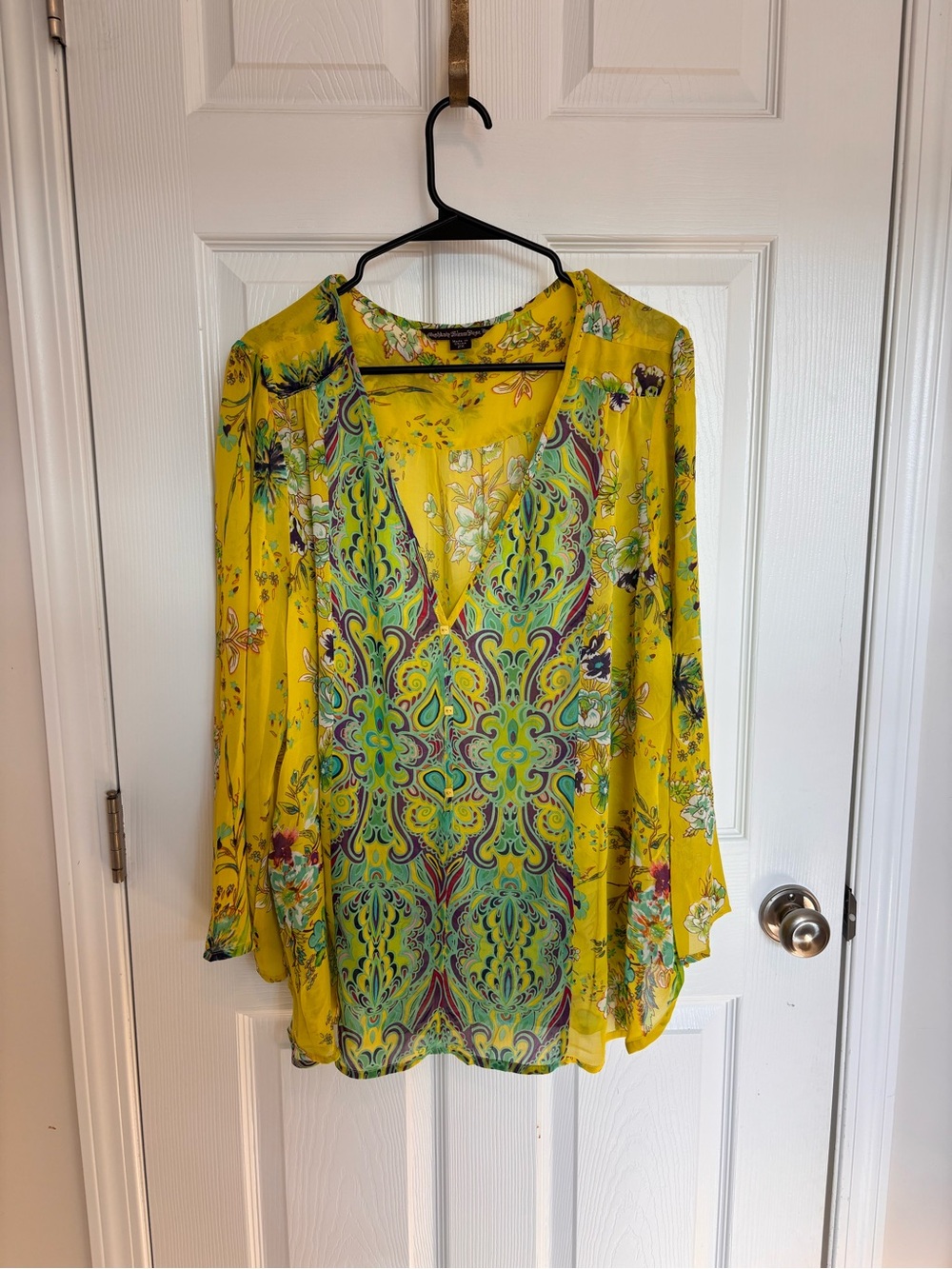 Sienna Rose Vibrant Yellow Floral V-Neck Women's Blouse